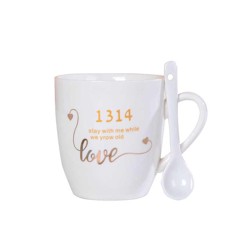 1314520 Ceramic Couple Cups Gold Jewelry Activity Gift Qixi Hand Gift Coffee Cup Valentine's Day Gift