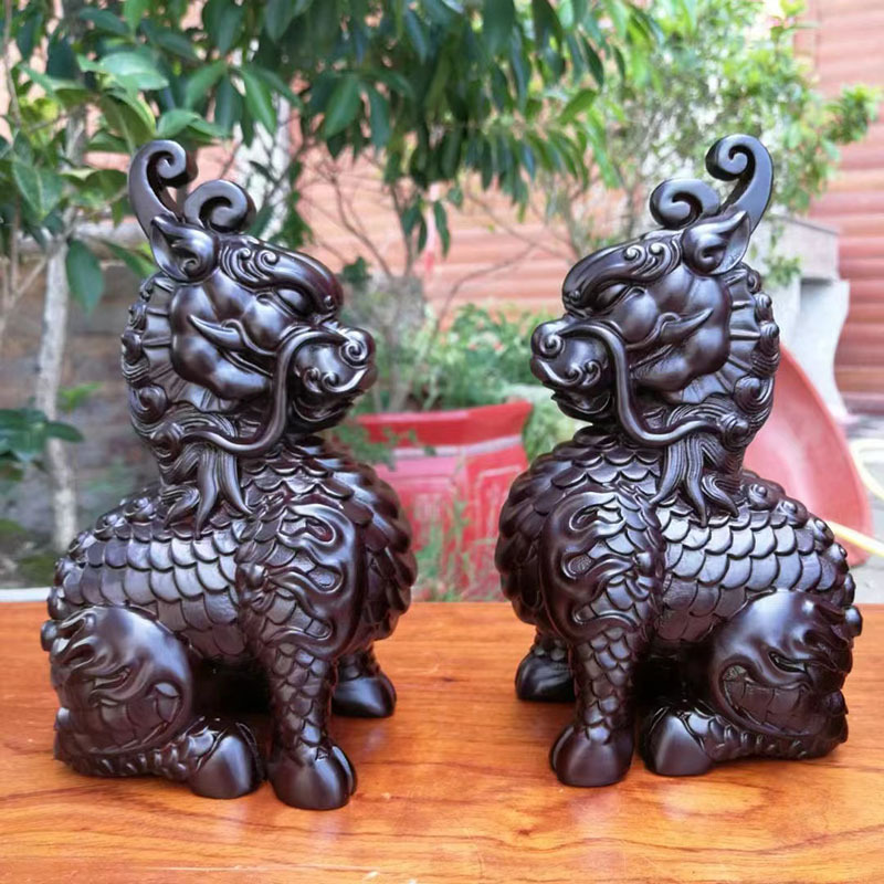 直播热销黑檀木手工精雕貔貅龙龟麒麟如意文玩手把件客厅摆件批发