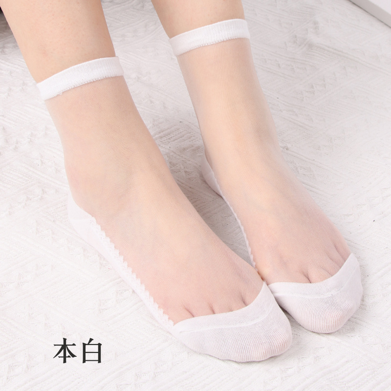 Women's Socks Summer New Solid Color Basic Crystasilk Sock Multi-Color Selection Simple Glass Stockings Factory Wholesale