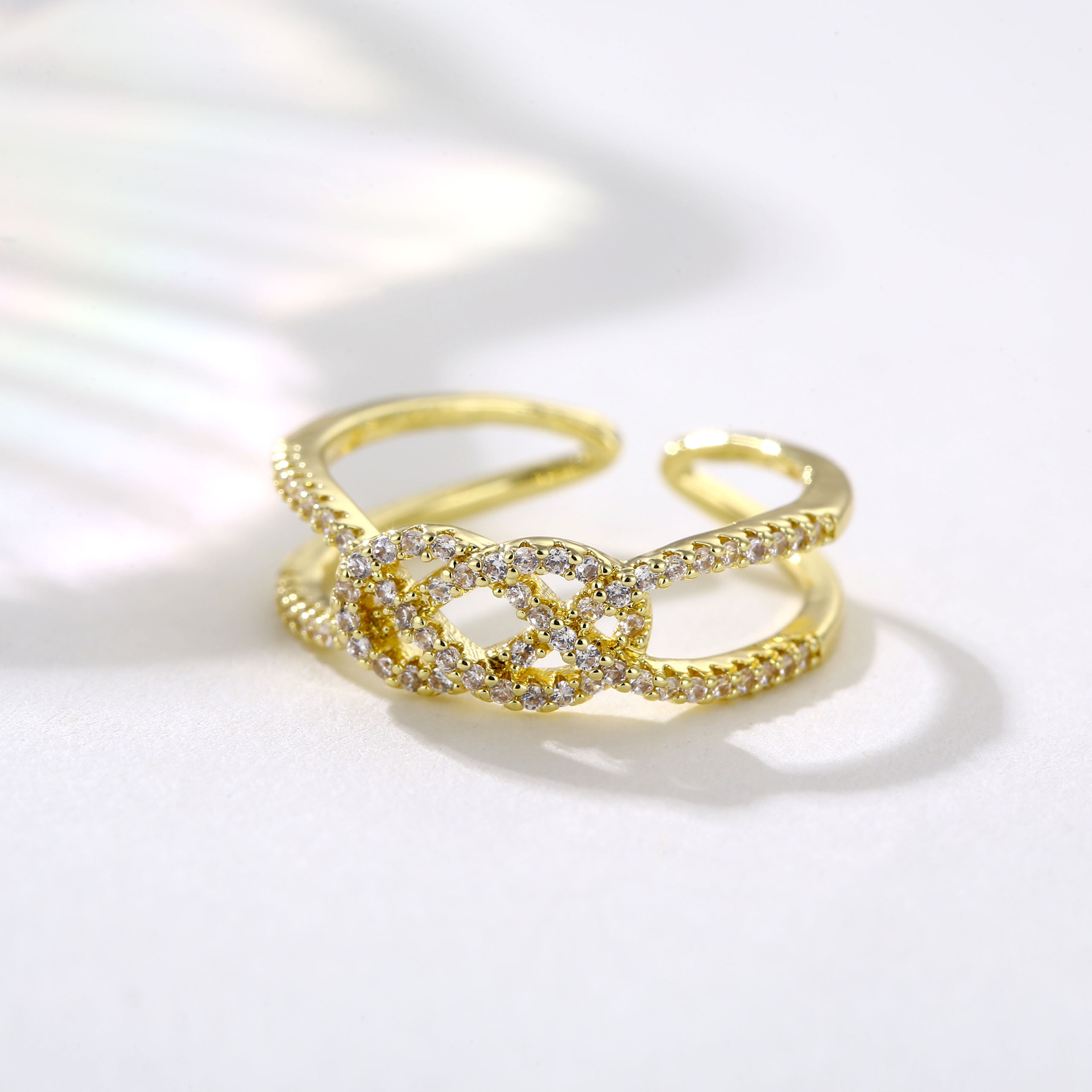 复古镂空双层素圈戒指 食指开口戒指 冷淡风开口可调节食指指环