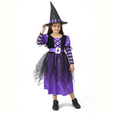 万圣节Cosplay服装 儿童魔法巫婆服 蓬蓬裙 女巫婆演出服连衣裙