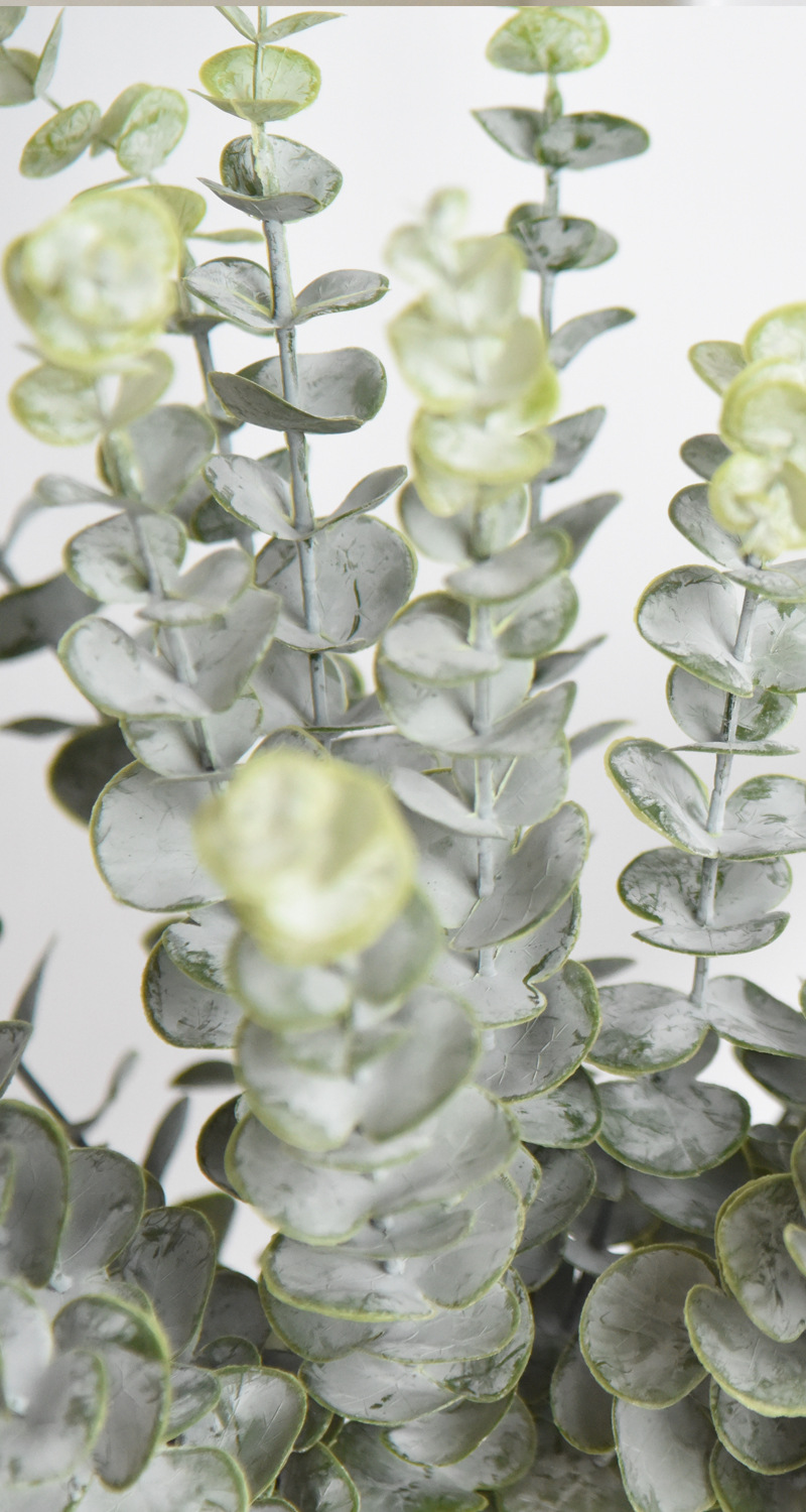 仿真植物墙圆叶尤加利 过白毛浆单支把束 人造背景墙客厅摆件室内