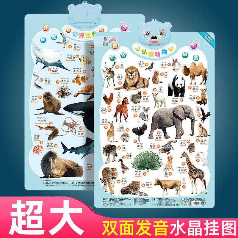 立体海洋动物有声挂图发音墙贴卡片宝宝幼儿童早教启蒙语音玩具