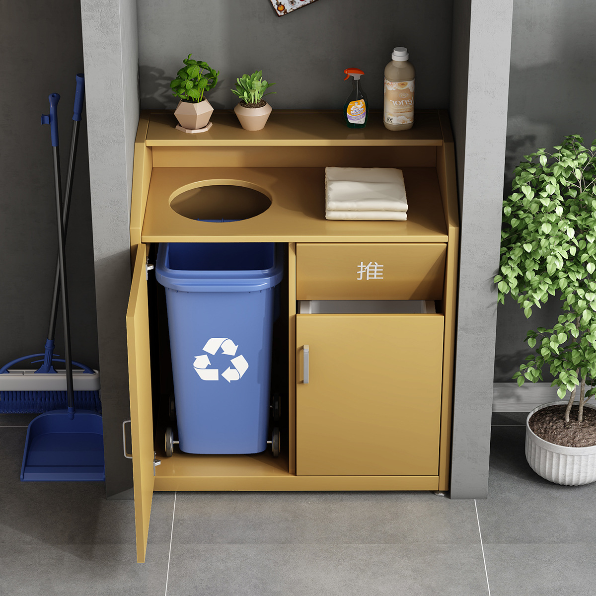 大号柜式商用垃圾柜奶茶快餐饮饭厅办公室垃圾桶筒箱汉堡店垃圾箱