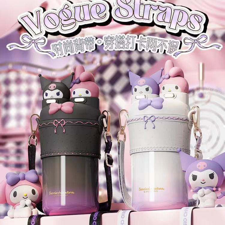 Sanrio Clow M Melody Lolita Double Drink Cup Vacuum Cup Sc3050 Direct Drink Cup with Straw Crossbody