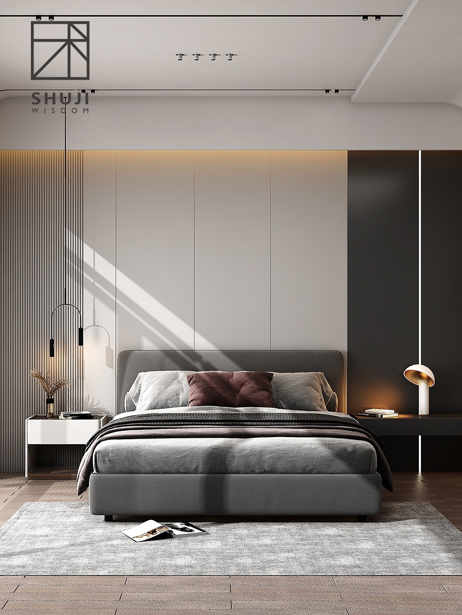 硬包背景墙沙发电视墙床头卧室木饰面板护墙板现代简约隐形门