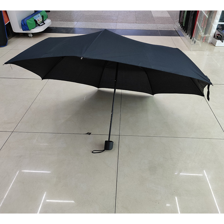 Three Fold Black Umbrella 7 Bone Portable Folding Umbrella NC Fabric Advertising Custom Logo Sunshade Gift Stall Cheap Umbrella