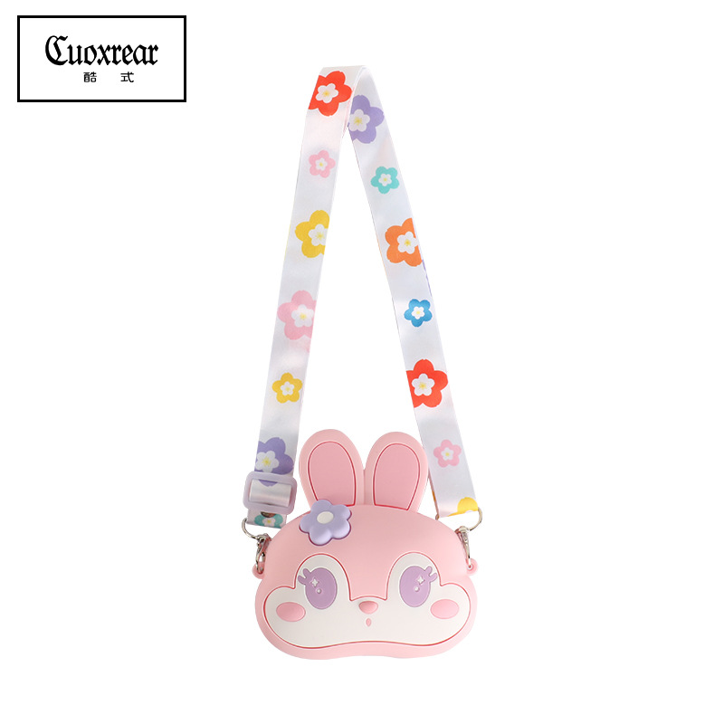 Children's Bag Cute Little Girl Princess Crossbody Bag Cartoon Silicone Victory Bear Bag Girly Heart Shoulder Coin Purse