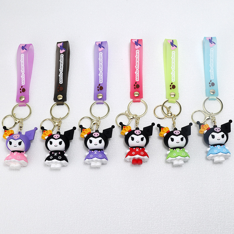 New Sanrio Dress Clow M Silicone Doll Keychain Pendant Couple Bags Car Key Chain Hanging Ornaments