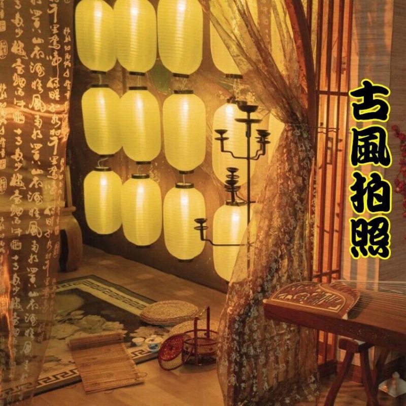 灯笼架古装拍照墙汉服民宿魏晋风夜景装饰道具悬挂米白色diy新