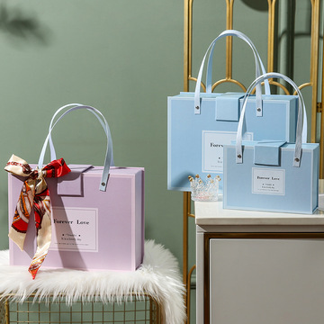 手提包装盒礼盒ins风礼品盒大号夏日清新生日包装盒精美韩版空盒