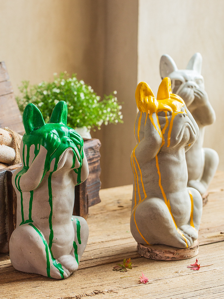 狗狗动物摆件水泥桌面萌宠创意礼物花园庭院可爱装饰杂货摆设