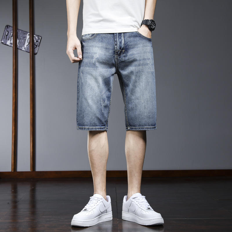 夏季五分裤男士时尚潮流休闲牛仔短裤韩版宽松直筒修身弹力透气裤