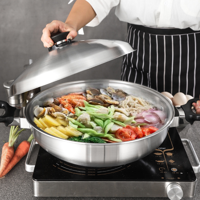 皇后锅安利304不锈钢炒锅无水火锅金锅无油烟不粘锅炒锅
