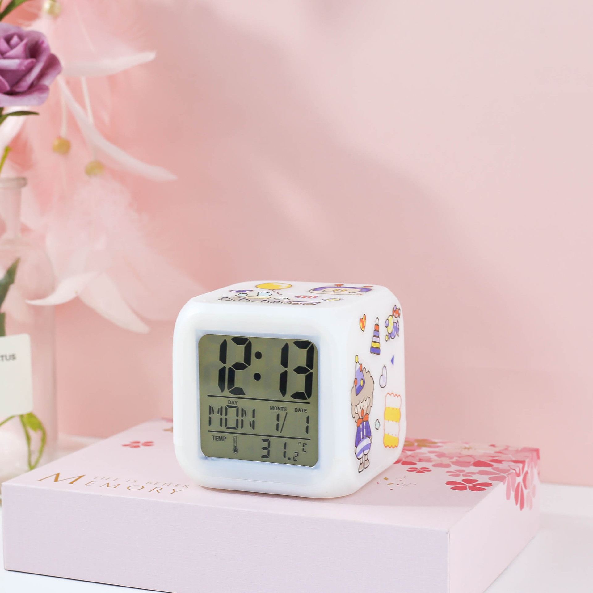 电子表台式数字小时钟闹钟迷你摆件少女心桌面小型学生用简约宿舍