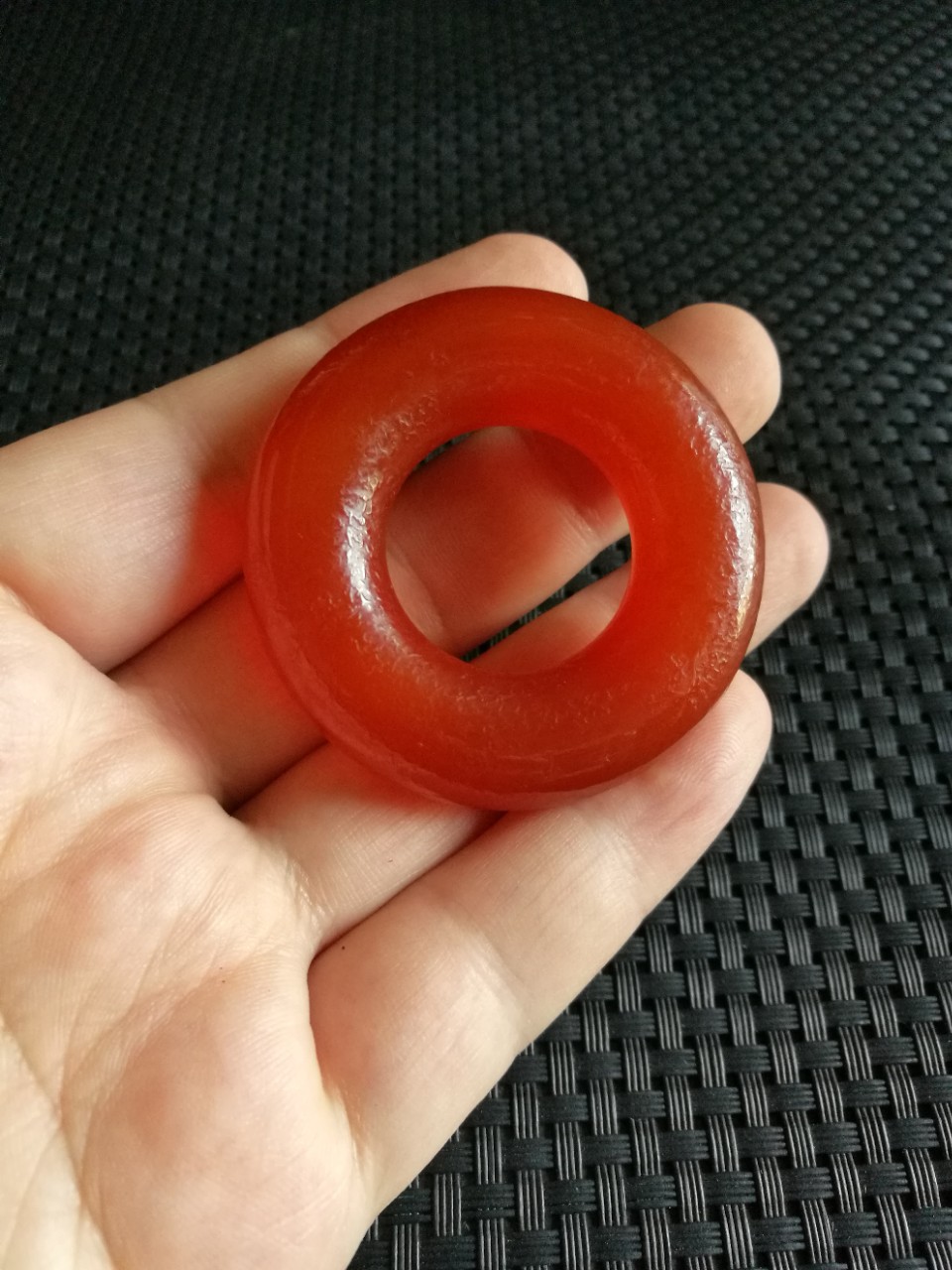 古玩收藏藏区回流老包浆吉祥红玛瑙平安环吊坠挂件配珠配饰批发