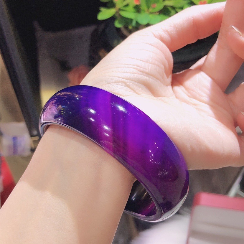 厂家批发高冰马料舒俱来葡萄紫红玛瑙玉髓手镯玉石玉器直播货源