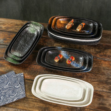 批发陶瓷寿司盘烤肉料理餐盘鱼盘日式长方形大号平盘商用酒店餐具