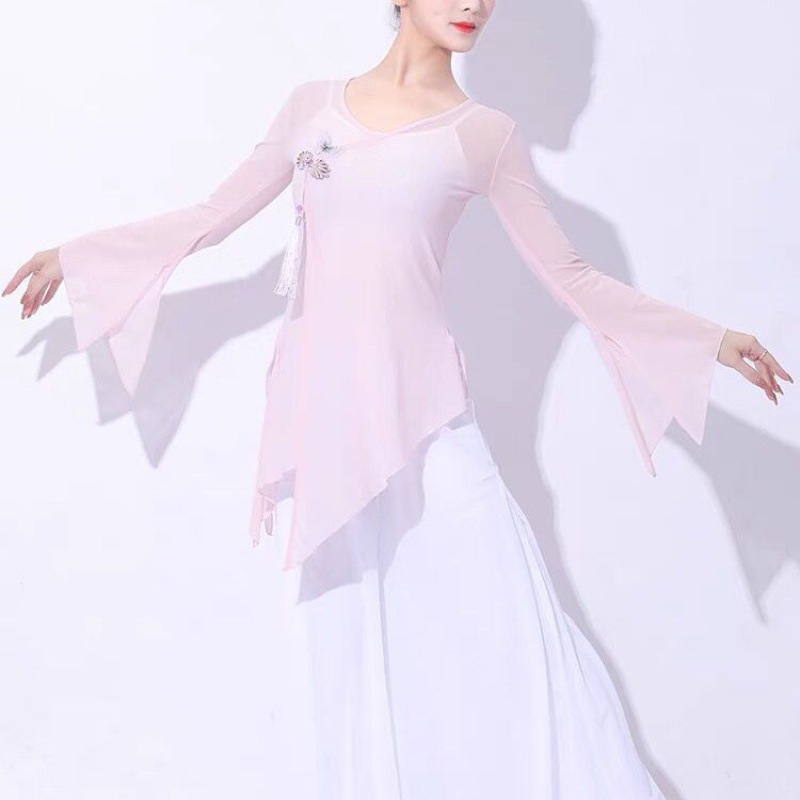 新款古典舞服纱衣服装女上衣练功中国风舞蹈民族网纱套装飘逸仙气