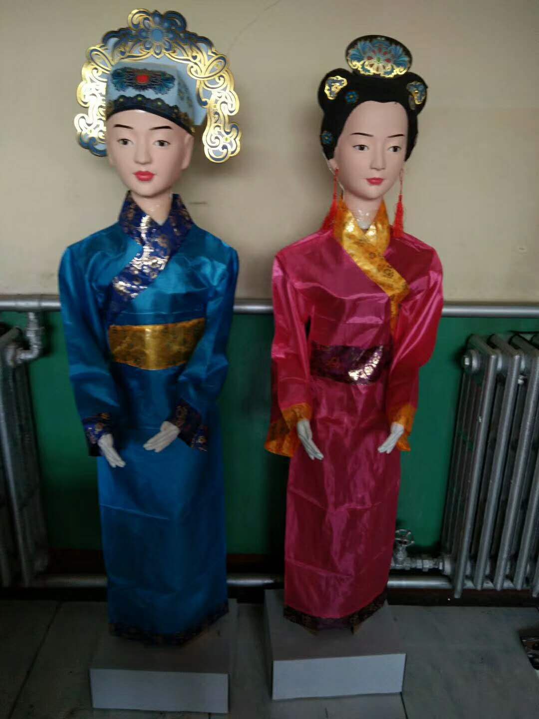 殡葬批发祭祀泡沫童男女1.6米金童玉女纸人纸扎塑料人