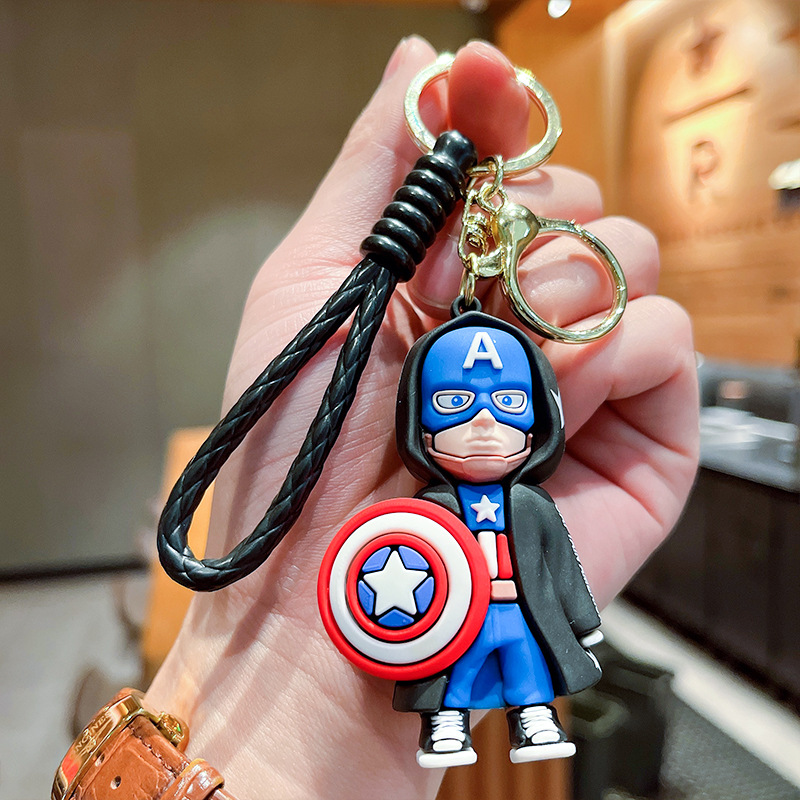 Cartoon Avengers Super Heros Three-Dimensional Doll Car Key Ring Hanging Piece Pendant Night Market Stall Gift