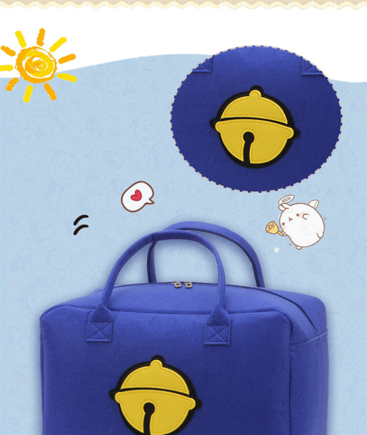 批发卡通旅行包大容量可爱收纳包儿童行李袋短途毛毡手提包化妆包