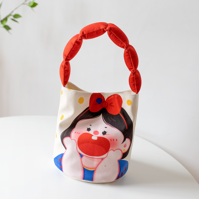 2022 Original Handbag Female Underarm Bag Cute Student Cartoon Special-Interest Design Bucket Bag Small Cloth Tote