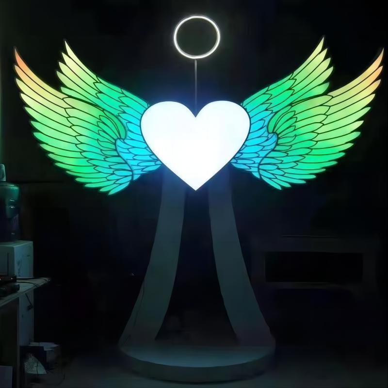 网红爱心发光翅膀户外led体感翅膀景区广场拍照互动引流天使之翼