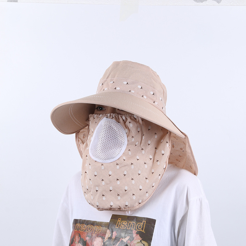 Outdoor Face Covering Cotton and Linen Sun Hat Sun Hat Travel Riding Men's Neck Protection Tea Picking Hat Wholesale