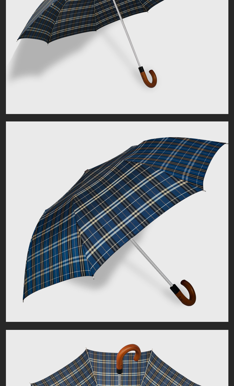 天堂伞超大男女二折伞折叠加大加固强力拒水双人弯柄色织格