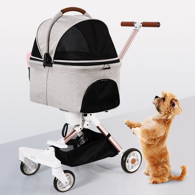 New Aluminum Alloy Ultra-Light Small and Medium-Sized Cat and Dog Foldable Pet Trolley Lightweight Outdoor Travel Pet Walking Artifact