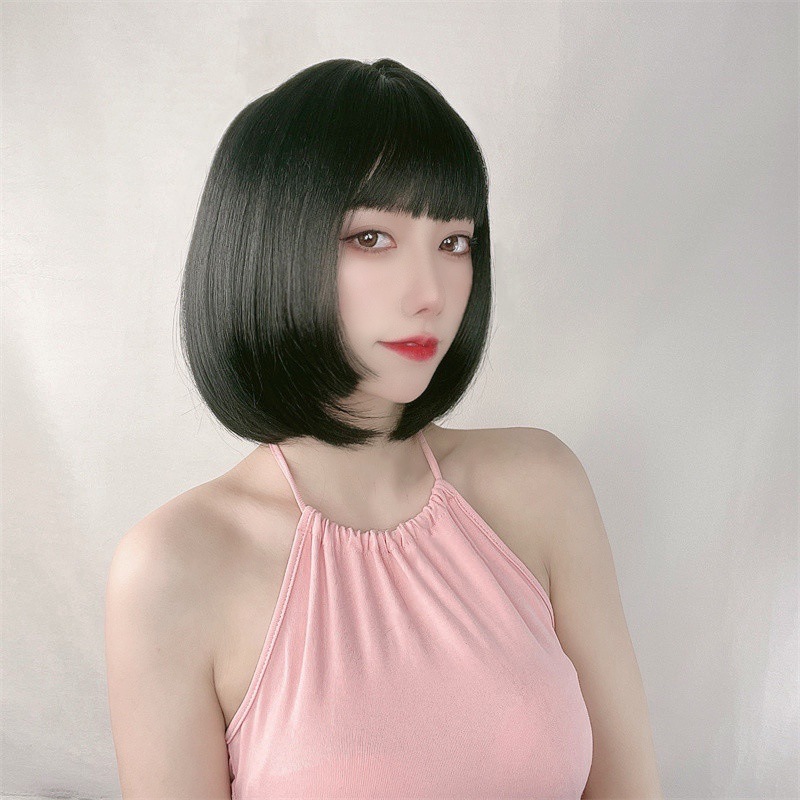 jk假发女齐刘海短直发bobo头三刀齐公主切姬发刘海短发女厂家批发