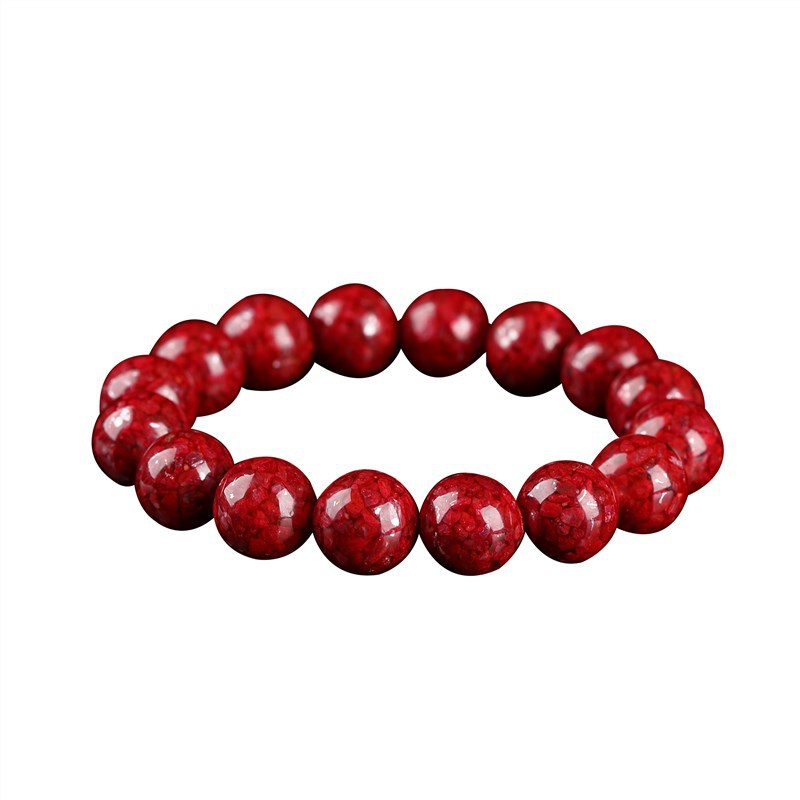 Raw Ore Cinnabar Crystal Full Transparent Bracelet Diy Men's and Women's Purple Gold Sand Birth Year Buddha Beads Bracelet Jewelry