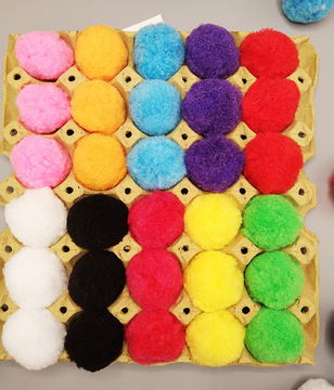 蛋托毛球绒球5cm幼儿园区域活动区角材料益智区墙面游戏服装辅料