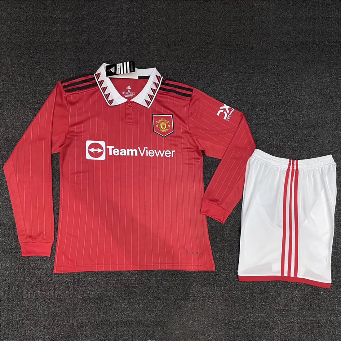曼联主场长袖球衣红色成人足球服套装