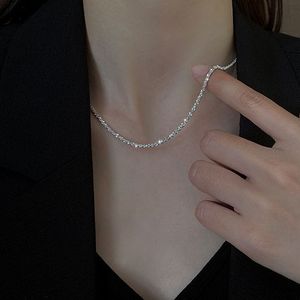 波光粼粼满天星项链女2023年新款轻奢小众银色锁骨链网红钛钢颈链