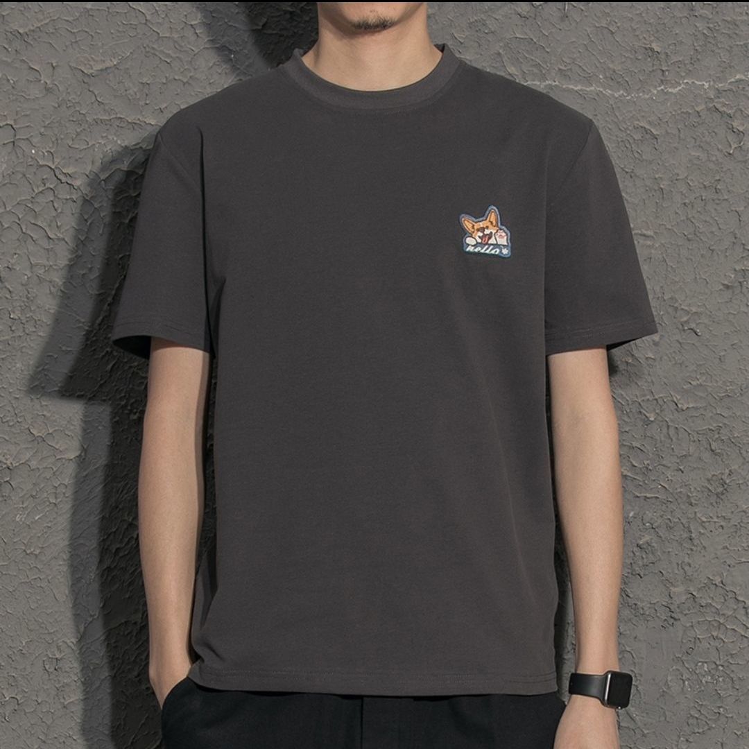 国潮短袖t恤男夏季简约纯色圆领半袖体恤休闲打底衫上衣衣服宽松