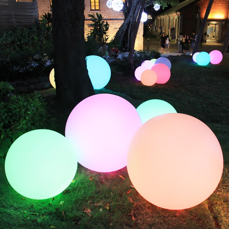 圆球灯庭院灯创意工程草坪水中灯景观灯水景地插景观变色七彩球