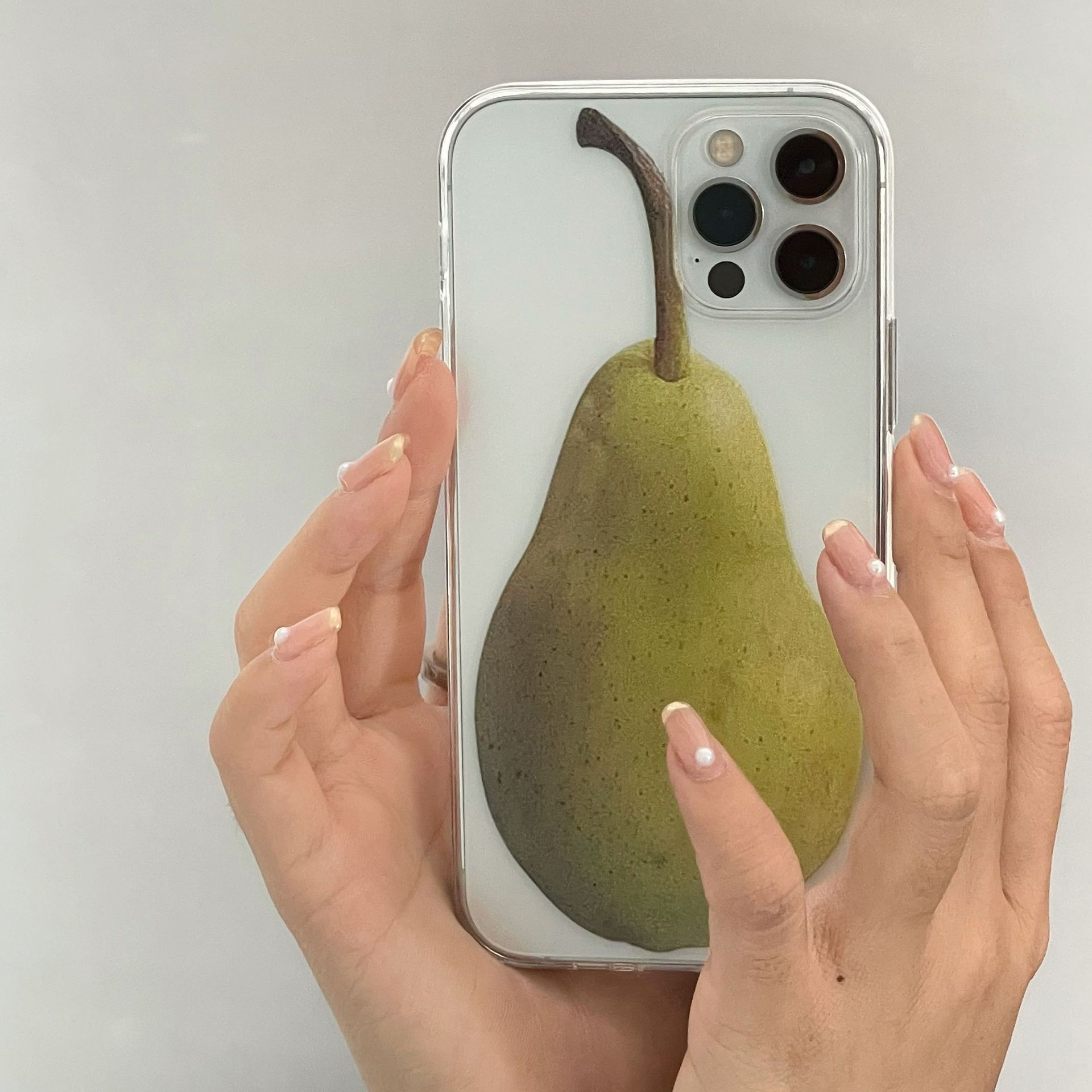 趣味逼真雪梨iphone12手机壳可爱梨子支架苹果11promax保护套适用