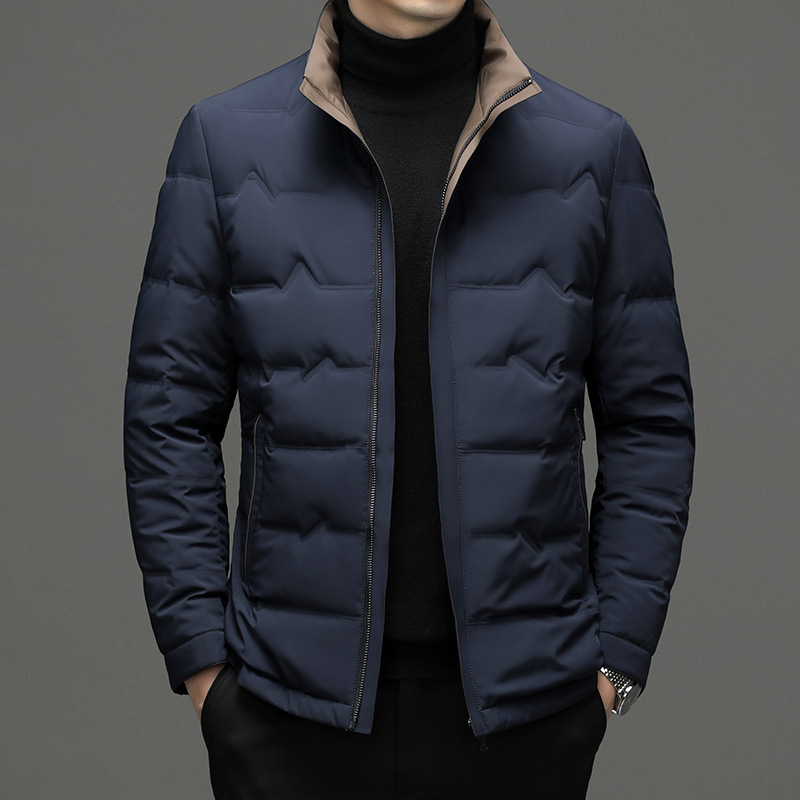 汤米黑示冬季新款轻薄羽绒服男休闲短款保暖鹅绒立领男士潮流简约