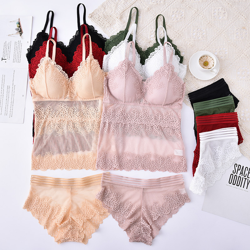 新款蕾丝吊带长款背心女美背裹胸打底衫防走光文胸抹胸套装夏