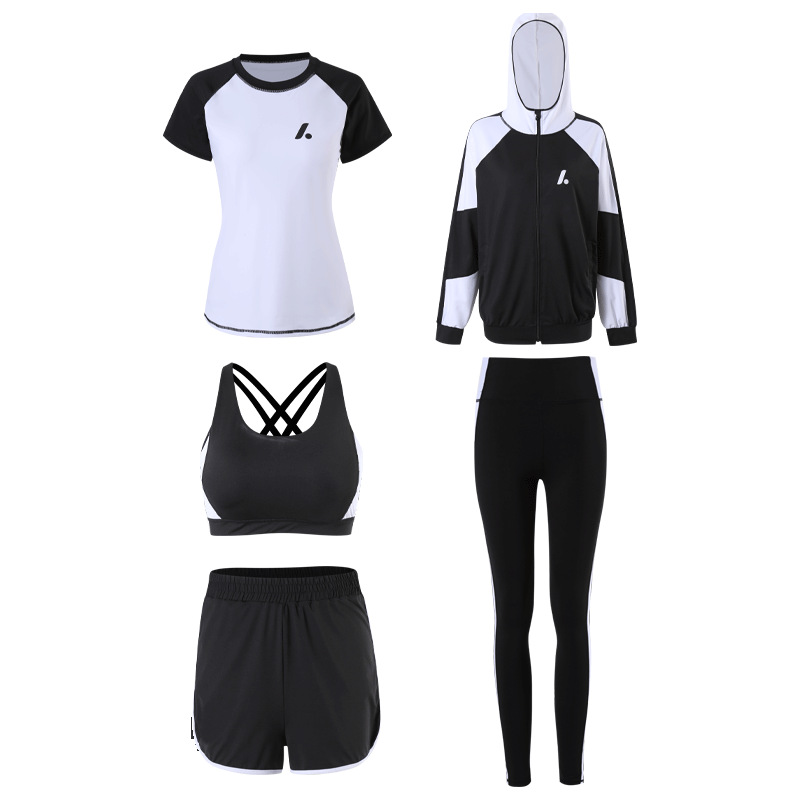 Pear Card New Yoga Wear Women's Quick-Drying Outfit Gym Sportswear Slim Fit Slim Look Running Workout Clothes Five-Piece Set