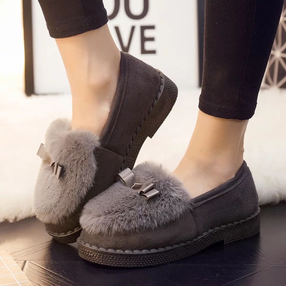 Fluffy Shoes Women's Winter Wear Warm Internet Celebrity Old Beijing Cloth Shoes Cotton Shoes Thick Bottom Soft Bottom Peas Shoes plus Velvet Warm Shoes