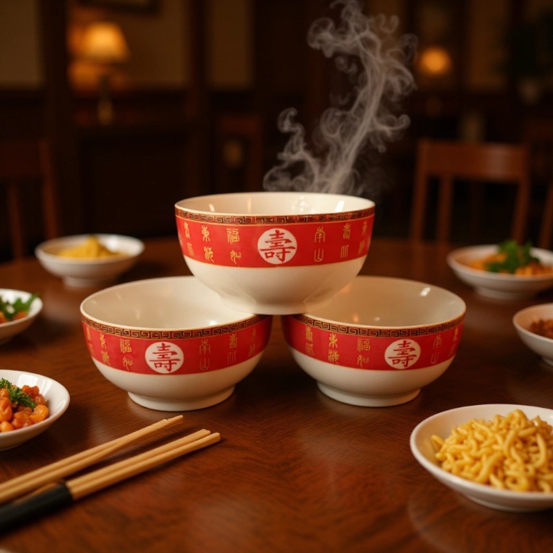 陶瓷寿碗回手礼碗5寸寿碗90岁寿碗面碗批发