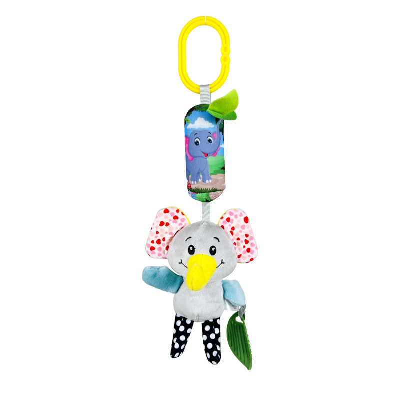 Baby Wind Chimes Teether Crib Hanging Rattle Toy Cartoon Teether Pendant Zipper Bag Packaging Baby Products