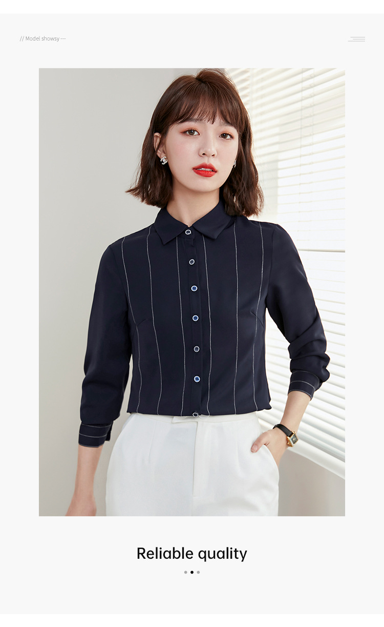 白色条纹衬衫女士洋气长袖2021年春秋新款气质知性显瘦职业装衬衣