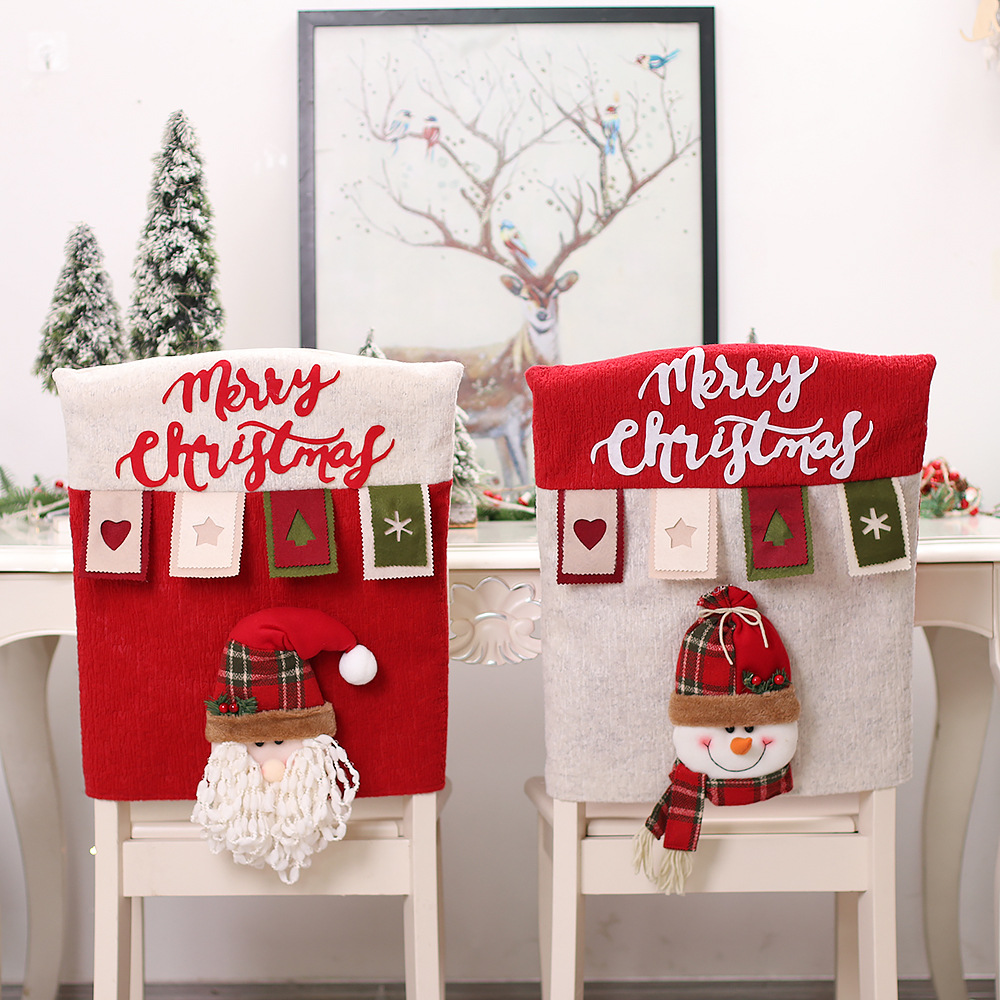 Christmas Decorations Cartoon Color Three-Dimensional Doll Chair Cover Elk Table and Chair Cover Kitchen Dress up Props Wholesale