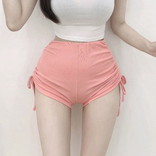 韩国东大门新款显瘦显腿长性感舒适弹力抽绳褶皱高腰休闲短裤女潮