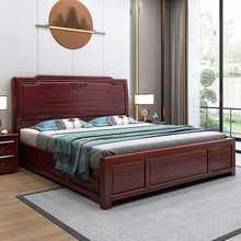 HF2X2023实木床澳洲酸枝大床单双人储物主卧室红木雕花新中式家具