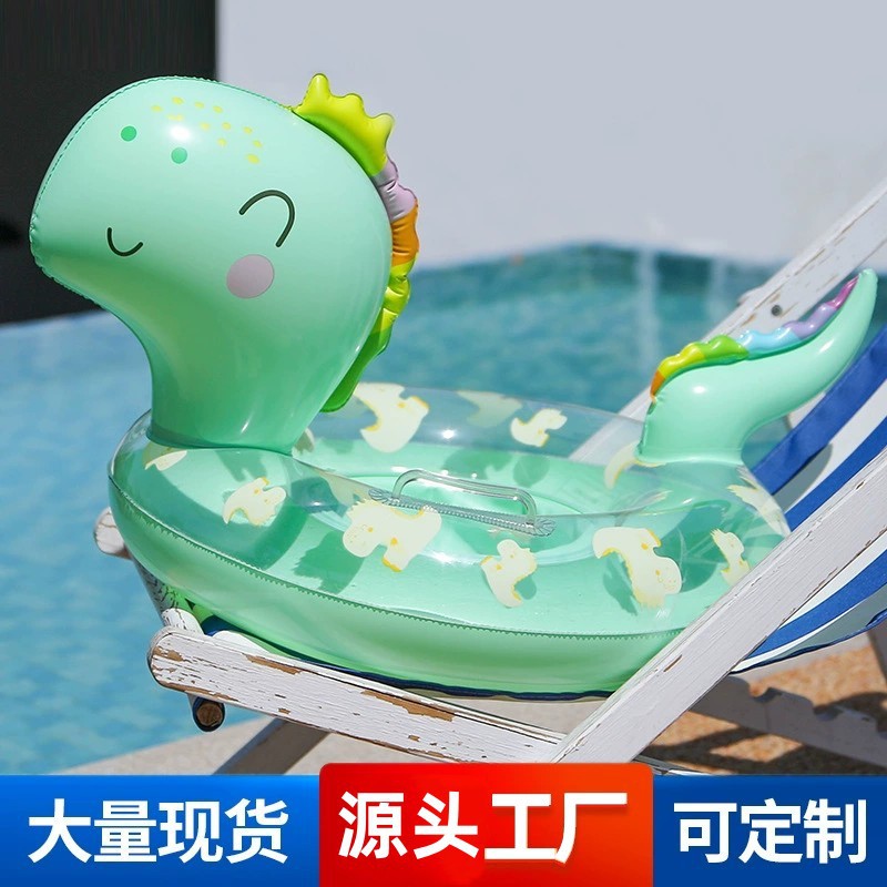 New Swimming Ring Child's Ring for Sitting Wholesale Transparent 3D Little Dinosaur Baby Environmentally Friendly Thickened Sequins Swim Ring Wholesale